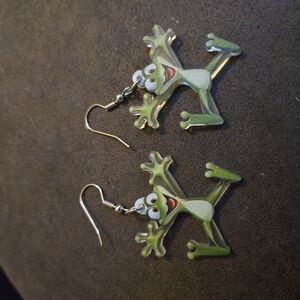 ❤️3/$15 Acrylic Green Frog Earrings